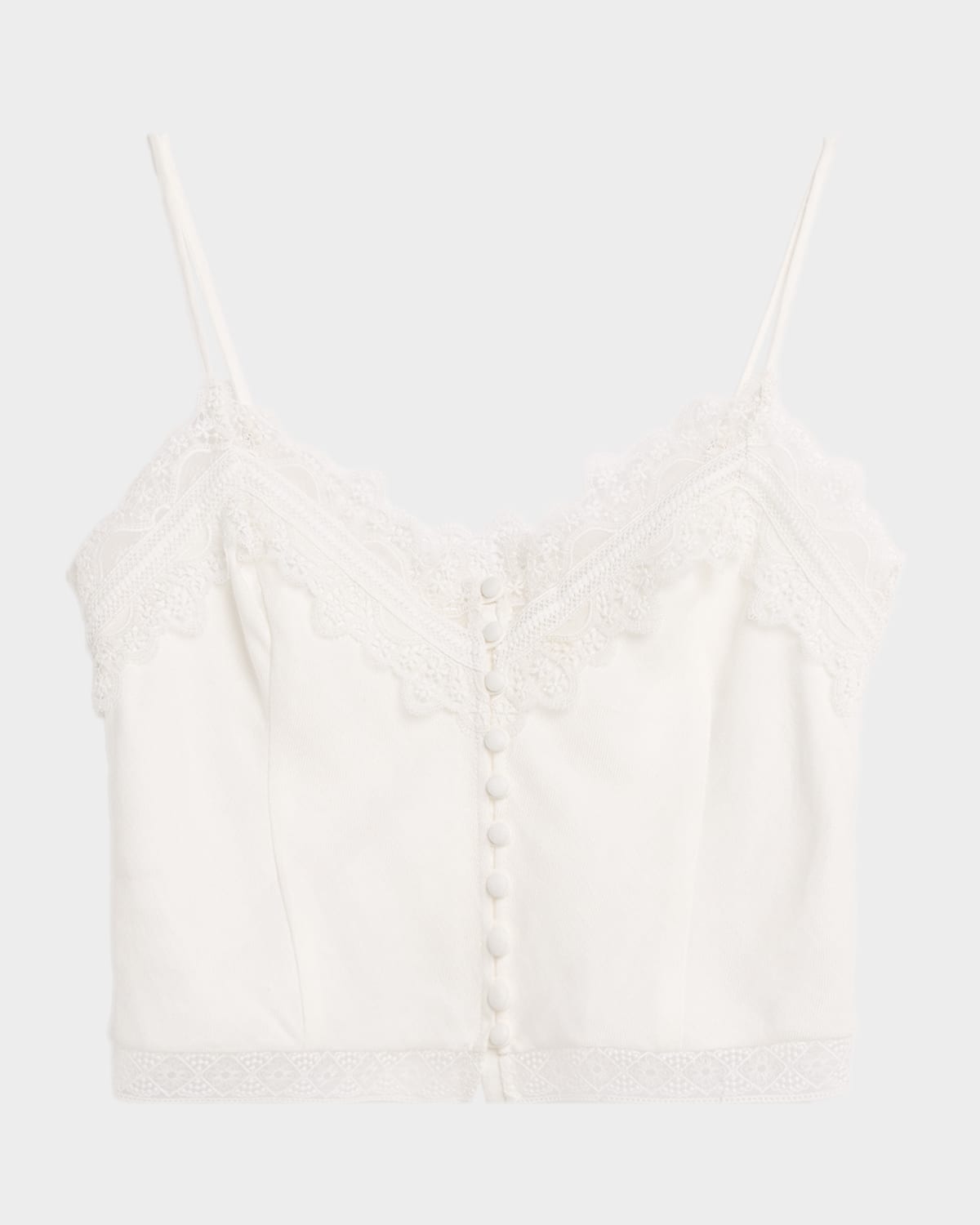 Ramy Brook Ayda Lace-Trim Linen Tank Top | Neiman Marcus