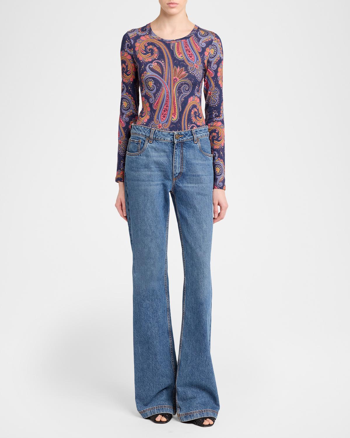 Paisley-Print Wool Jersey Long-Sleeve Top - thumbnail 2
