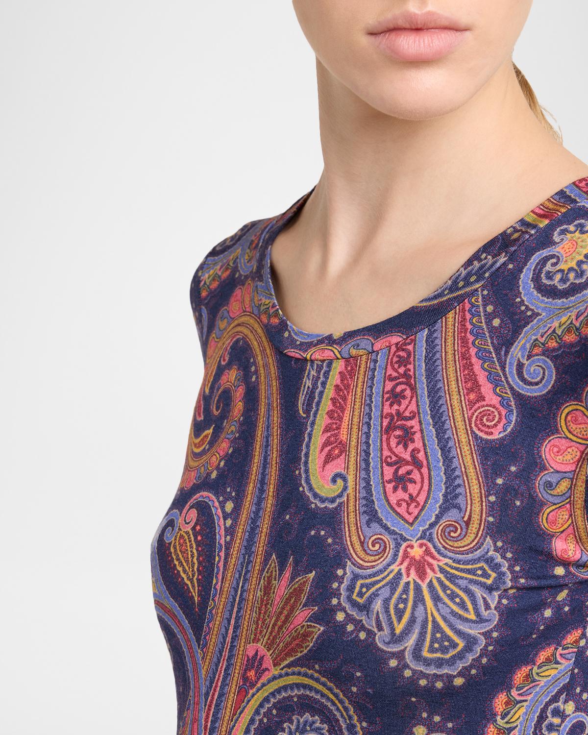 Paisley-Print Wool Jersey Long-Sleeve Top - thumbnail 5