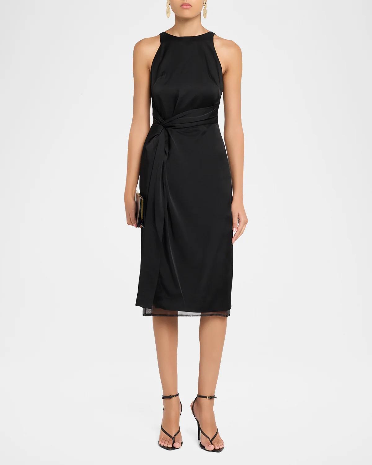 Sleeveless Sarong Halter Midi Dress - thumbnail 2