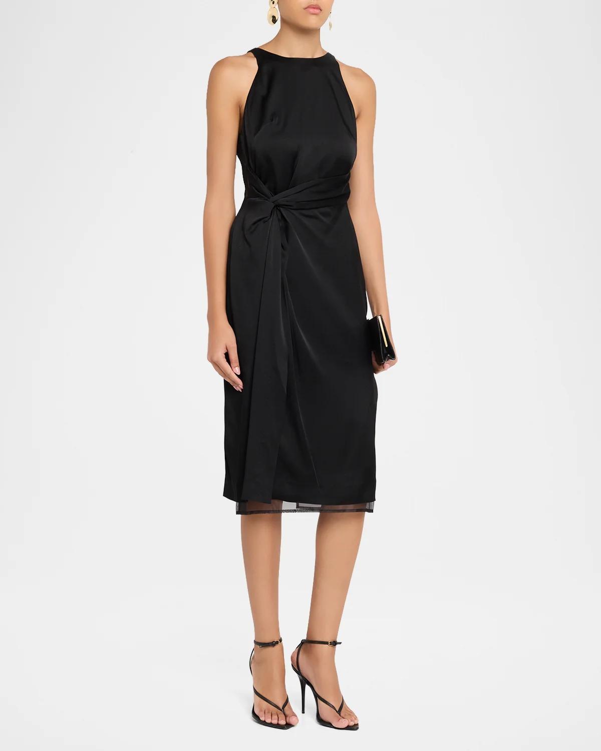 Sleeveless Sarong Halter Midi Dress - thumbnail 4