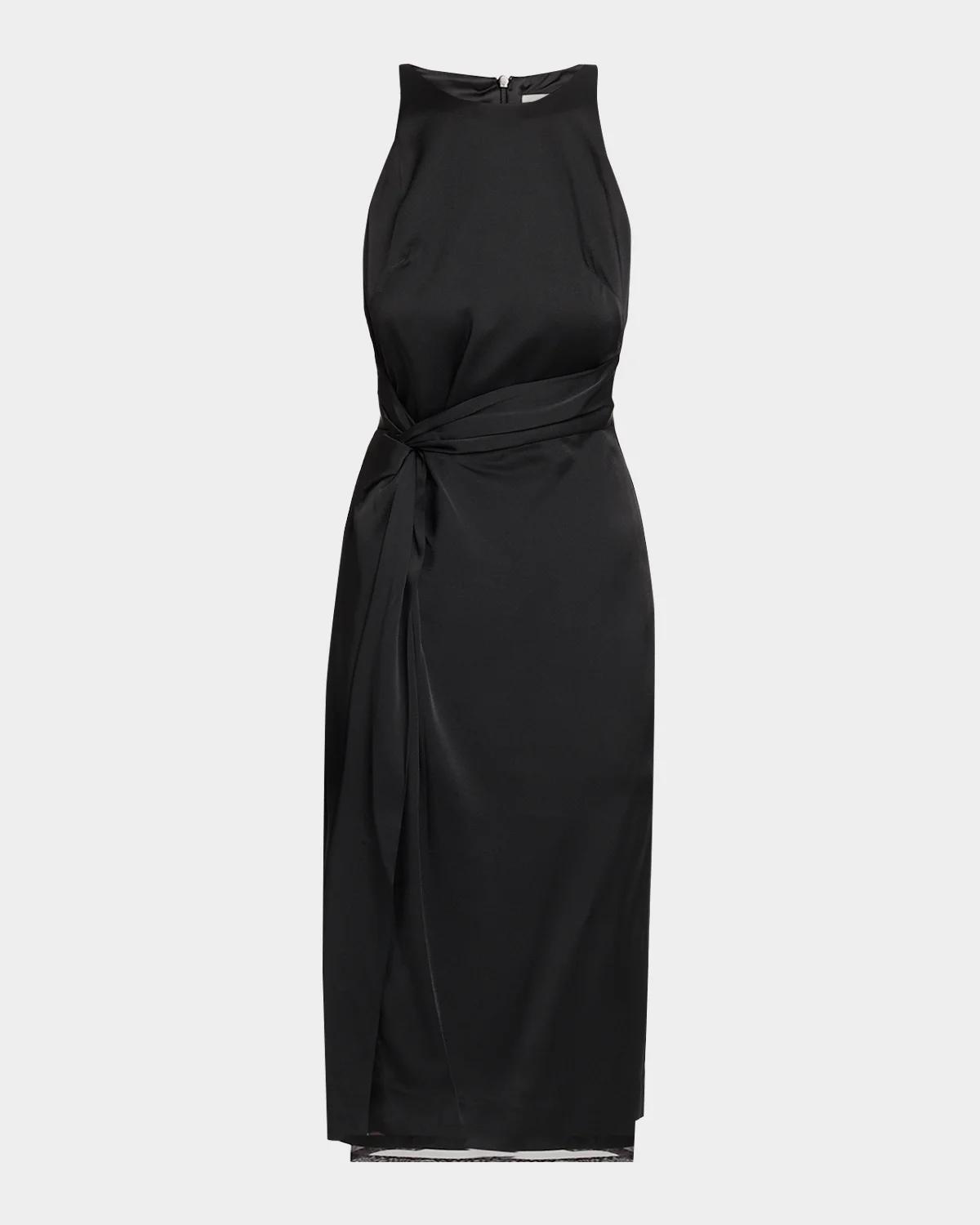 Sleeveless Sarong Halter Midi Dress
