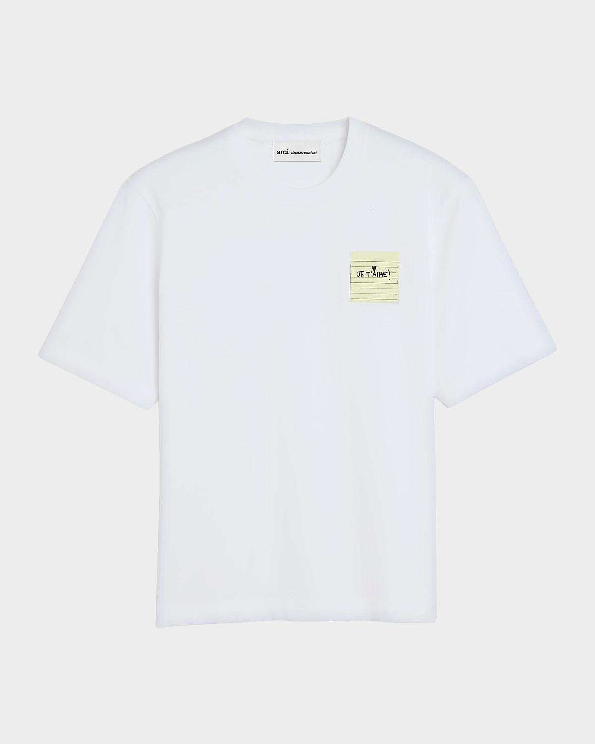 Ami Paris Men's Cotton Je T'Aime Note T-Shirt | Neiman Marcus
