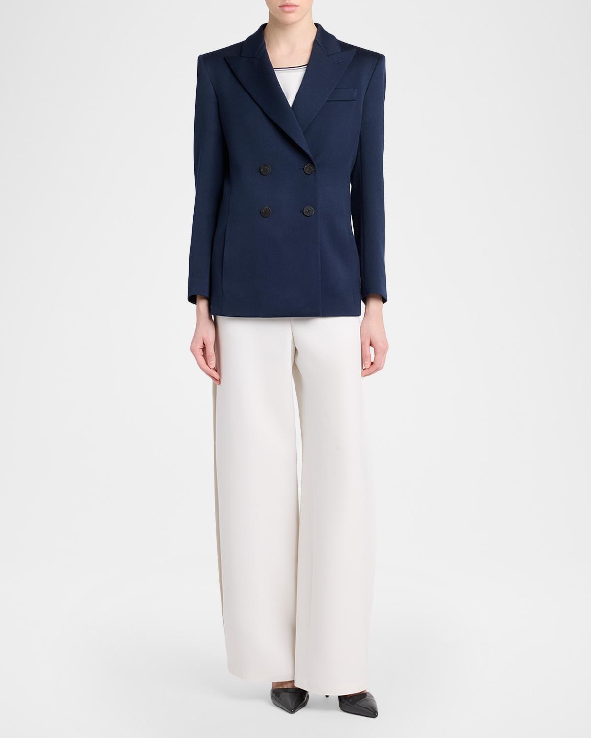 Wool-Silk Double-Breasted Blazer Jacket - thumbnail 2