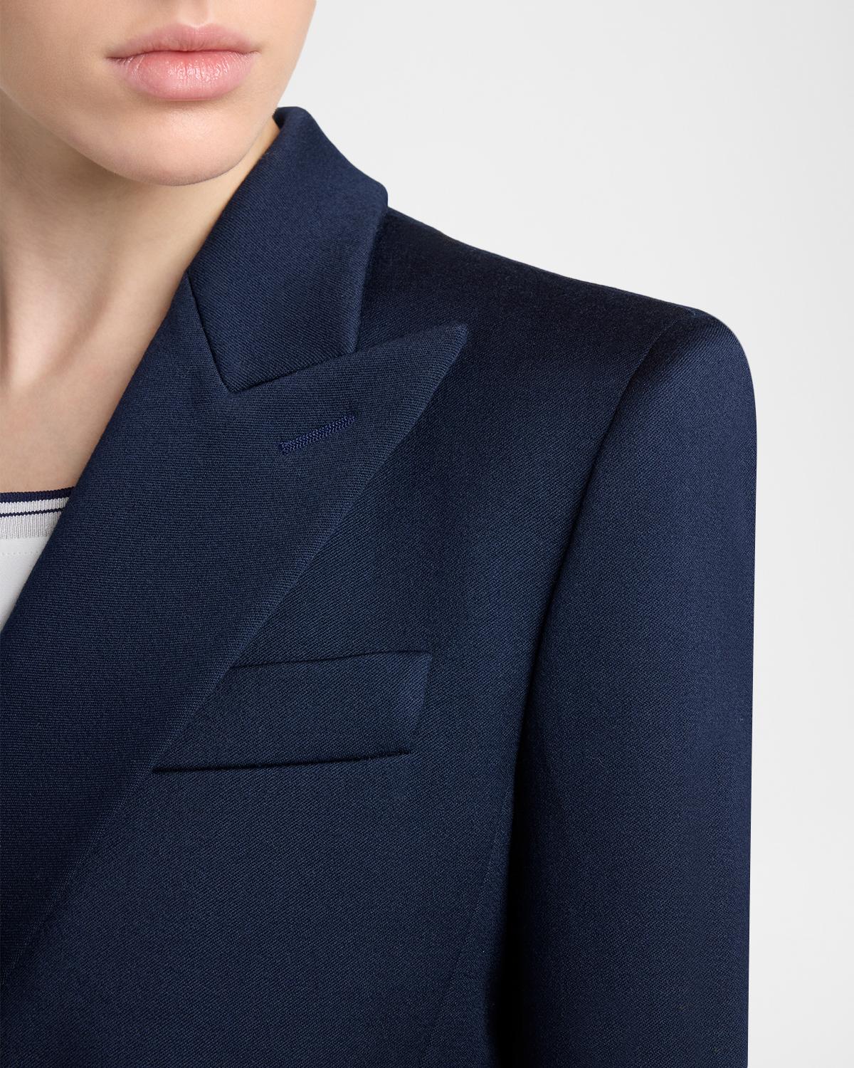 Wool-Silk Double-Breasted Blazer Jacket - thumbnail 5