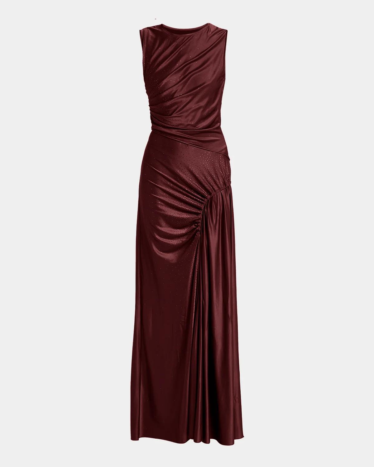 Surplice-Neck Cap-Sleeve Column Dress