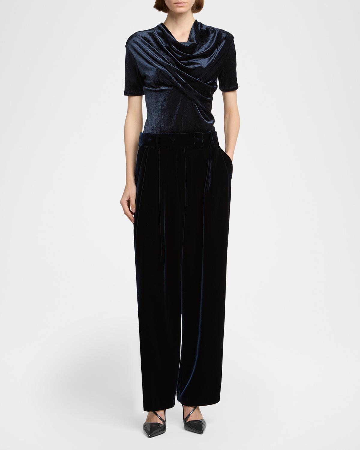 Velvet Silk-Blend Pleated Pants - thumbnail 2