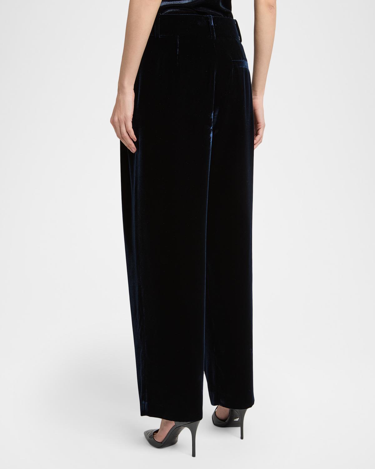 Velvet Silk-Blend Pleated Pants - thumbnail 3