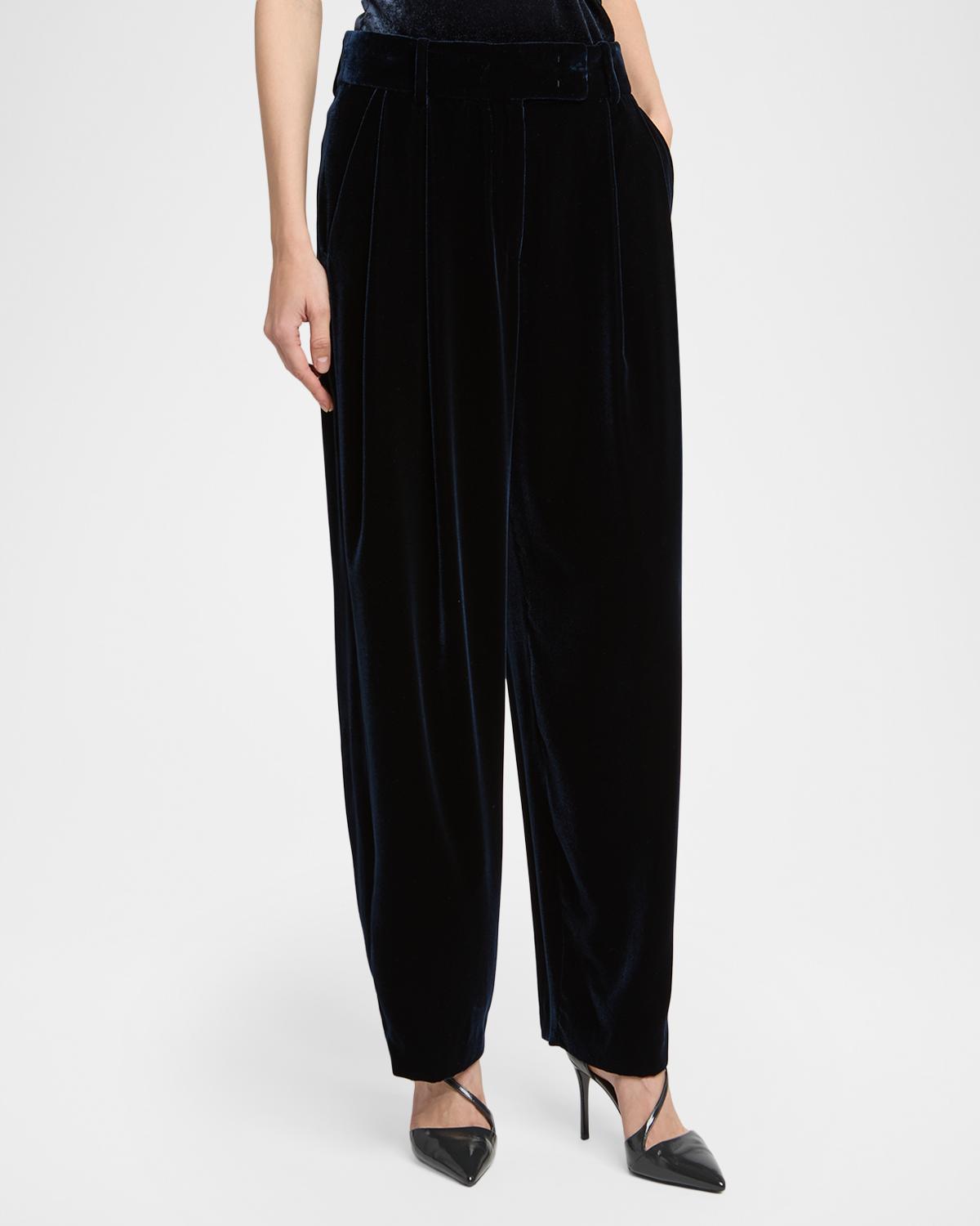 Velvet Silk-Blend Pleated Pants - thumbnail 4