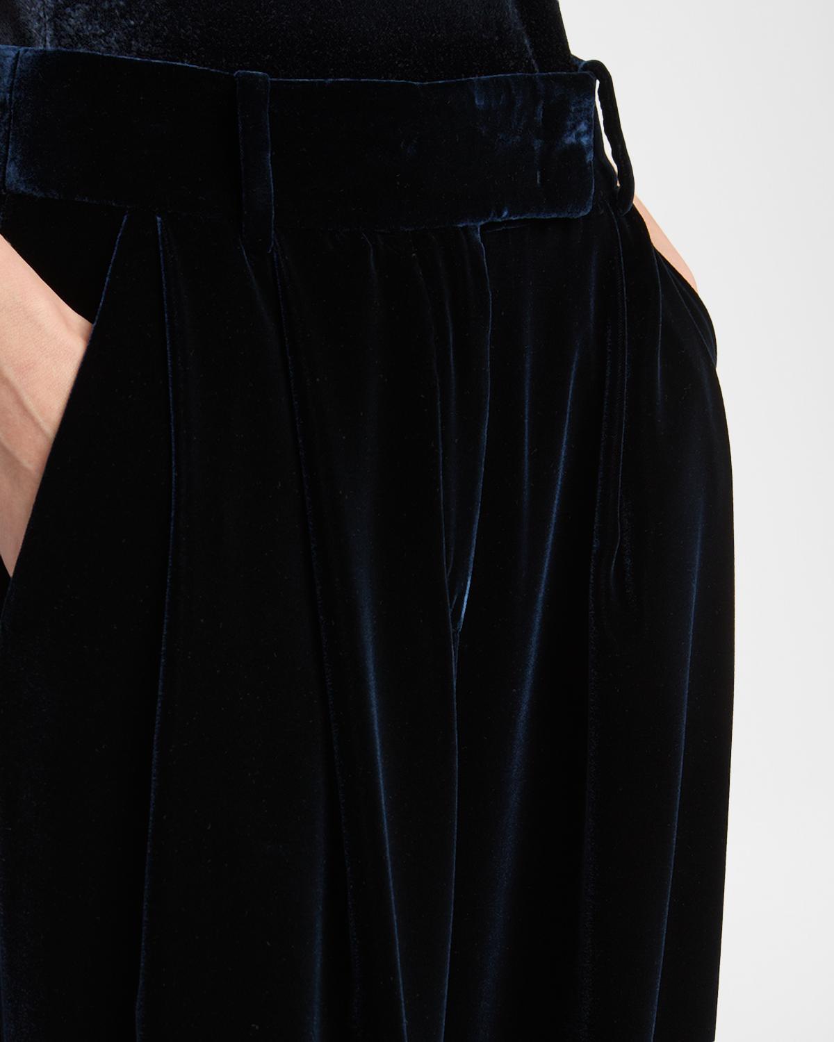 Velvet Silk-Blend Pleated Pants - thumbnail 5