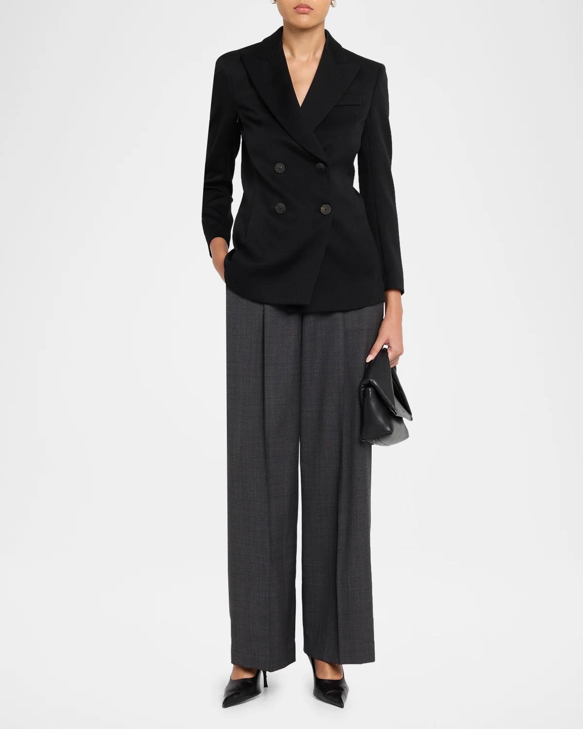 Double-Breasted Slim Wool Blazer - thumbnail 2