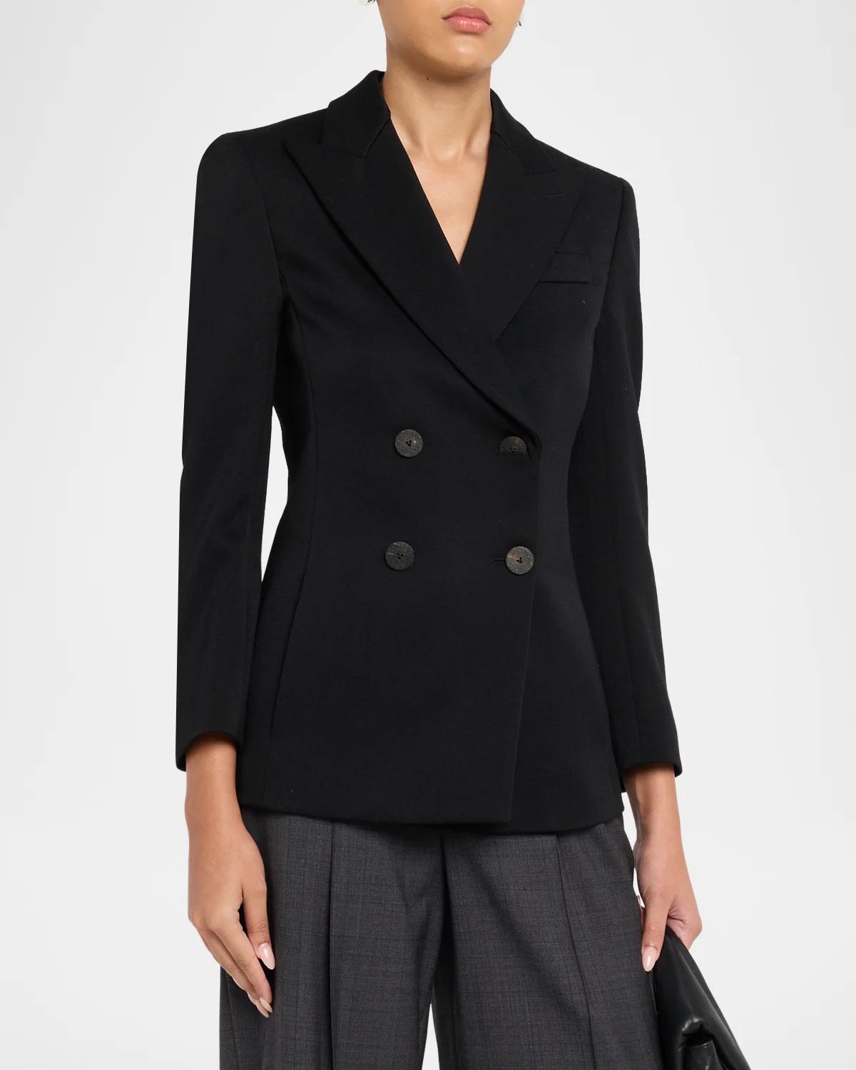 Double-Breasted Slim Wool Blazer - thumbnail 4