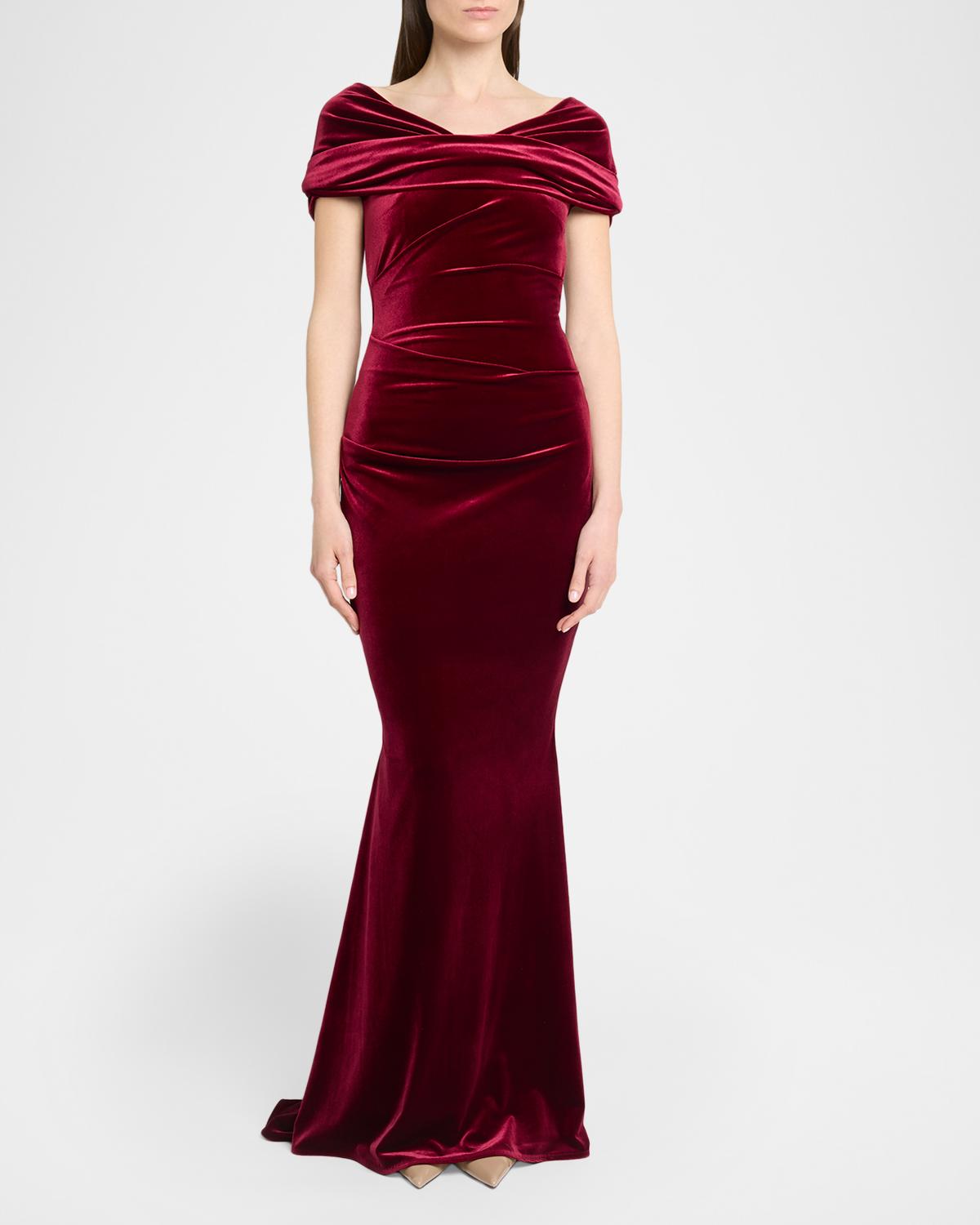 Kate Draped Velvet Mermaid Gown - thumbnail 2