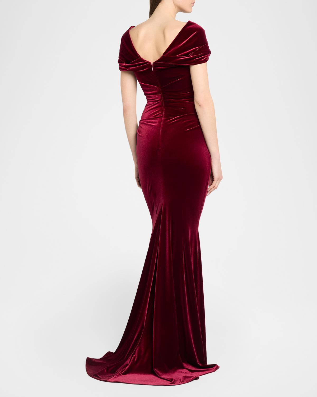 Kate Draped Velvet Mermaid Gown - thumbnail 3