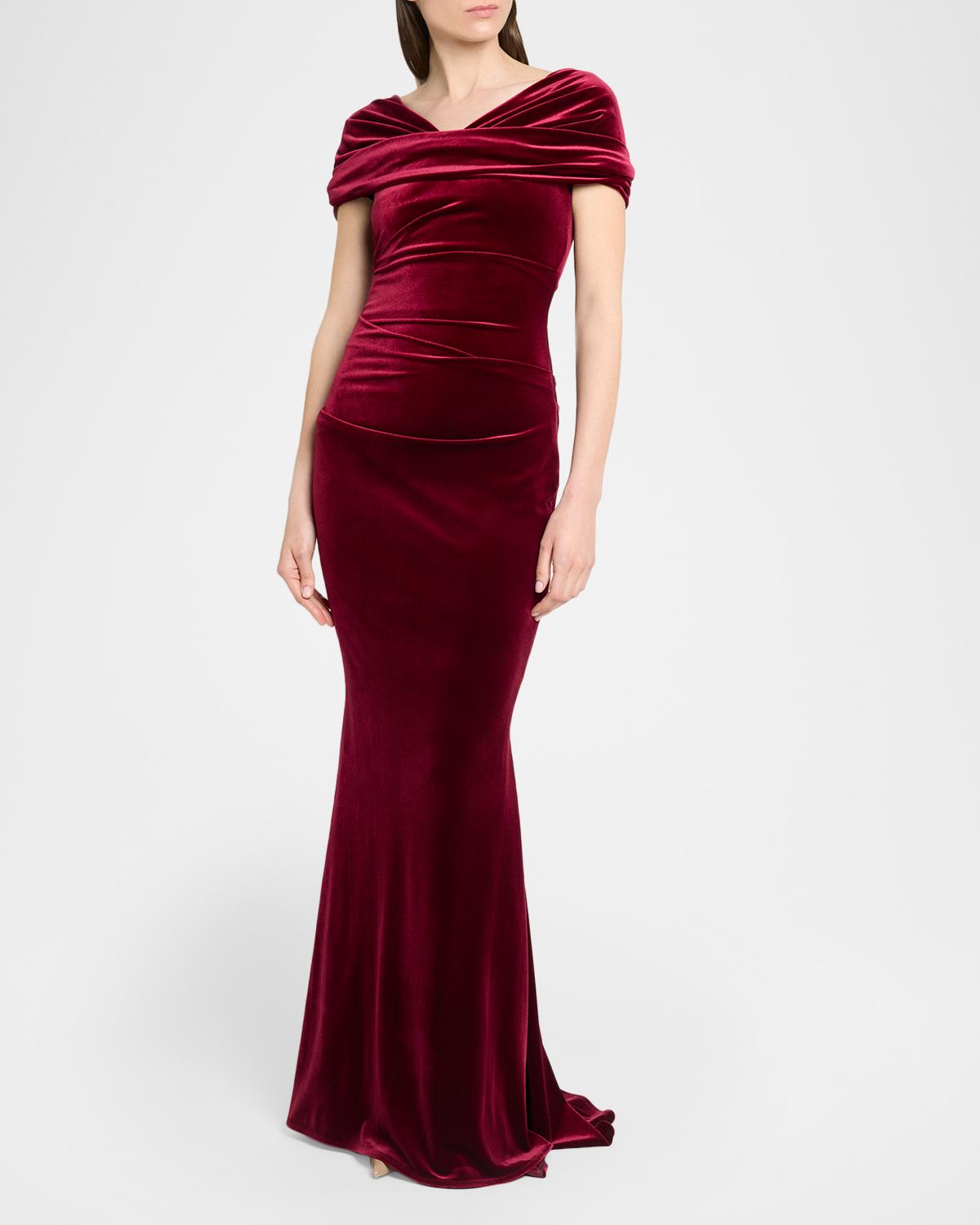 Kate Draped Velvet Mermaid Gown - thumbnail 4