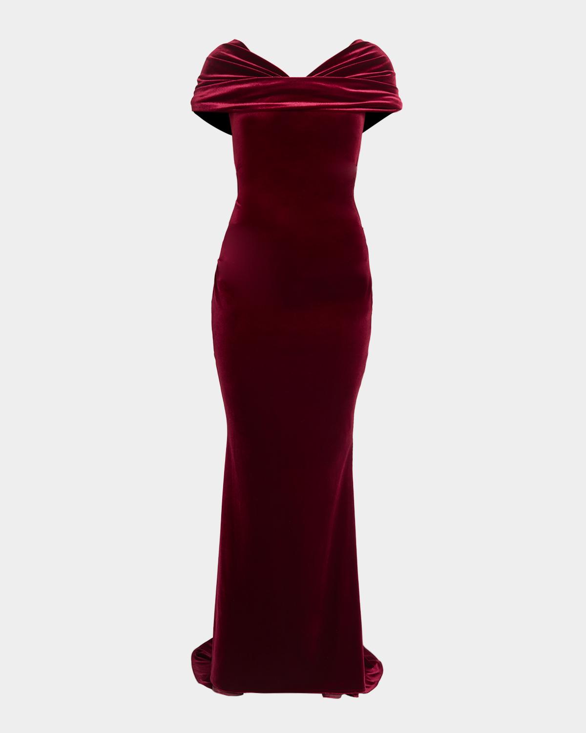 Kate Draped Velvet Mermaid Gown