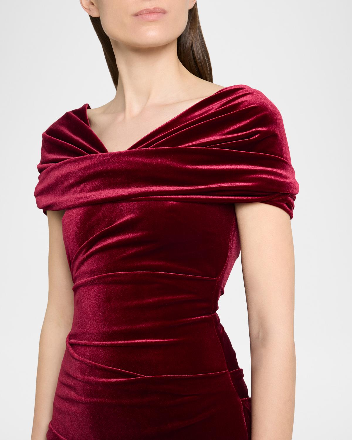Kate Draped Velvet Mermaid Gown - thumbnail 5
