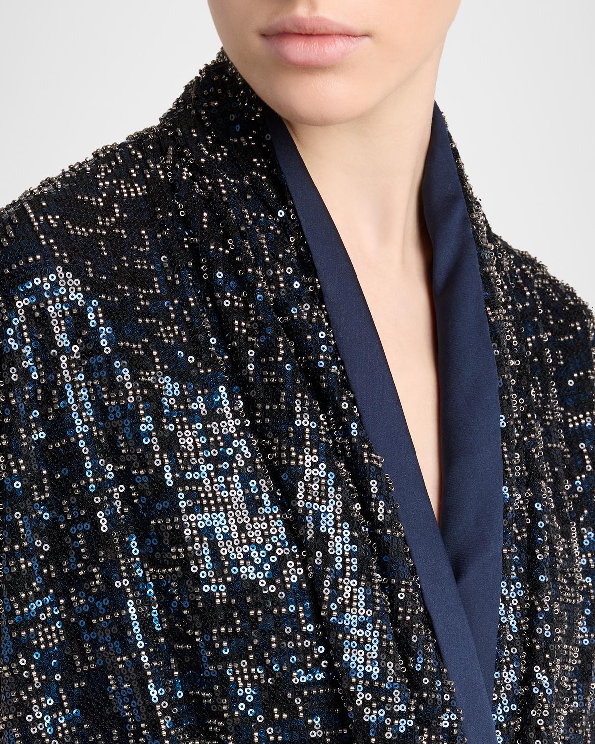 Sequined Cap-Sleeve Gathered Dress - thumbnail 5