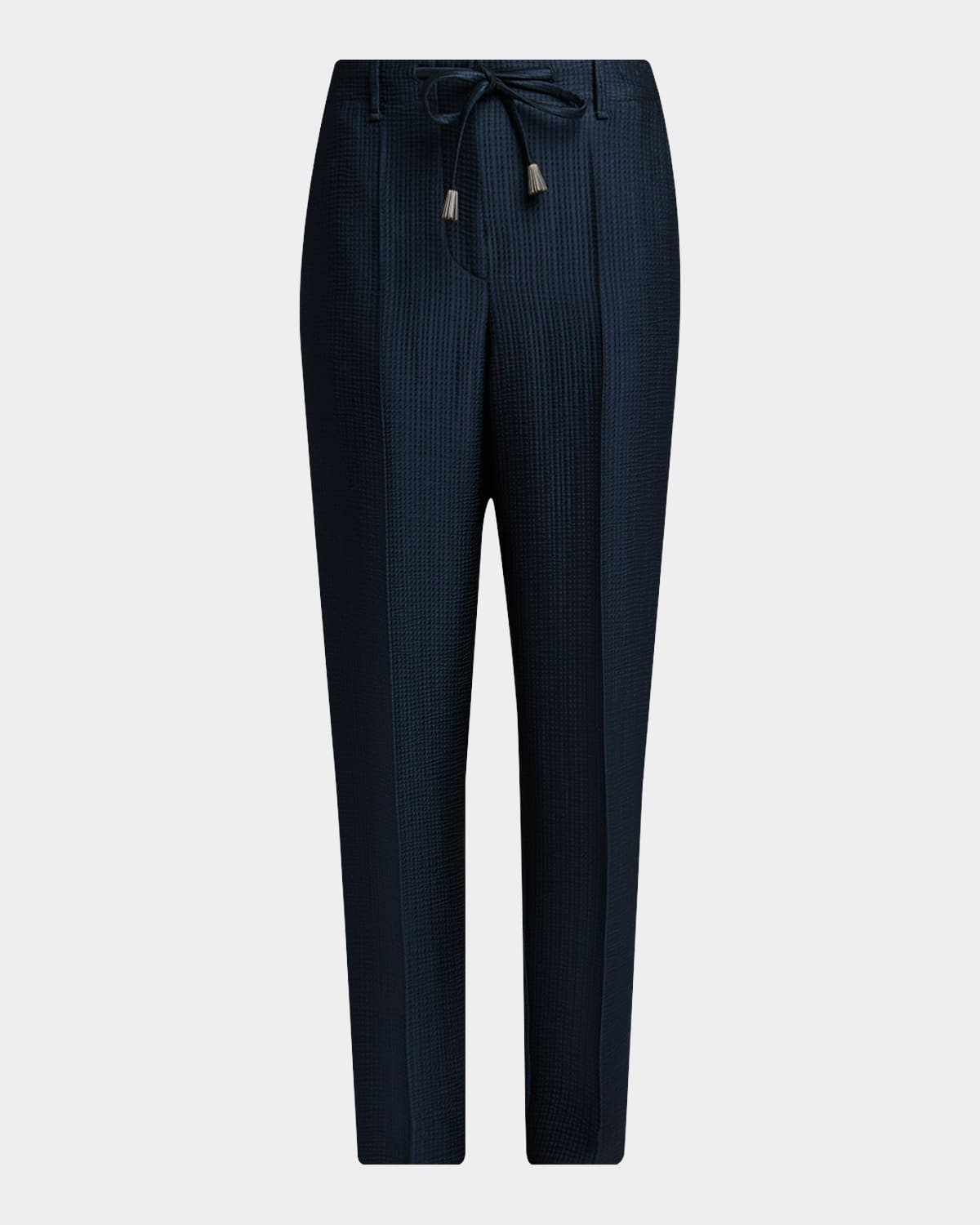 Giorgio Armani Metallic Pleated Straight-Leg Trousers | Neiman Marcus
