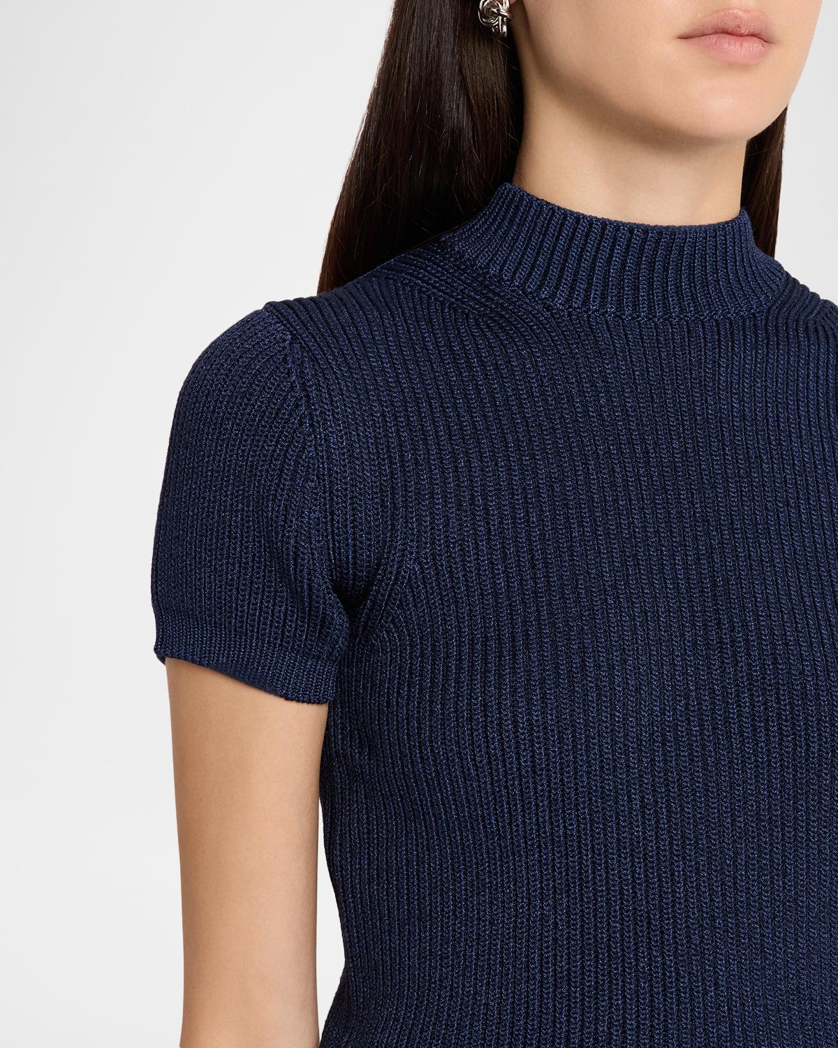 Katia Chunky Rib Short-Sleeve Mock-Neck Sweater - thumbnail 5