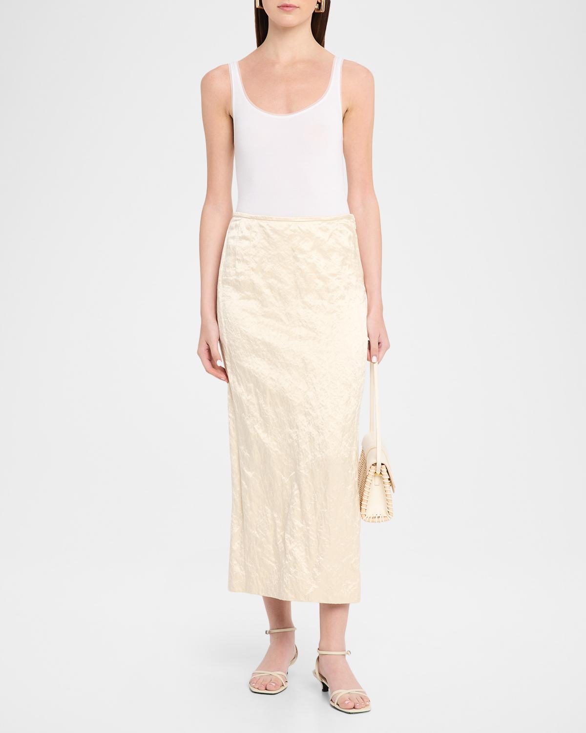 Mena Cotton-Blend Crinkled Straight Skirt - thumbnail 2