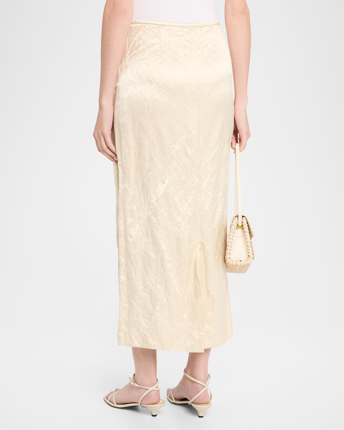 Mena Cotton-Blend Crinkled Straight Skirt - thumbnail 3