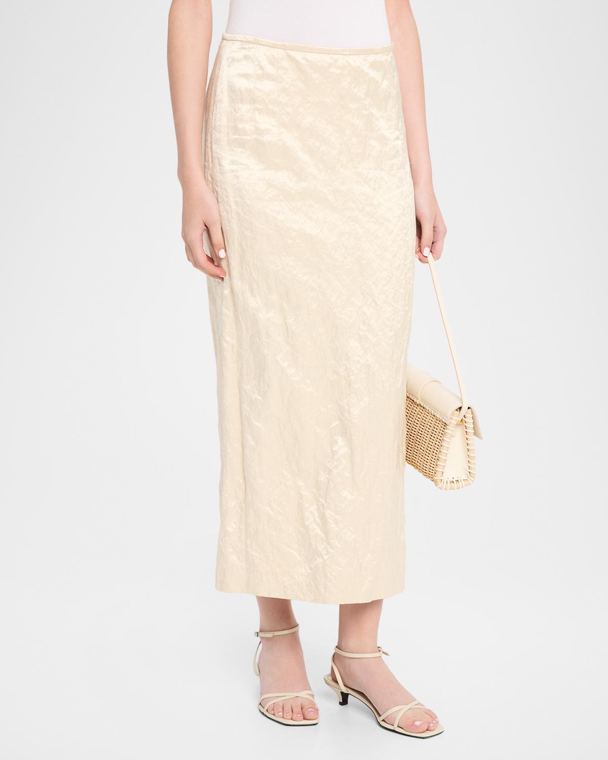 Mena Cotton-Blend Crinkled Straight Skirt - thumbnail 4