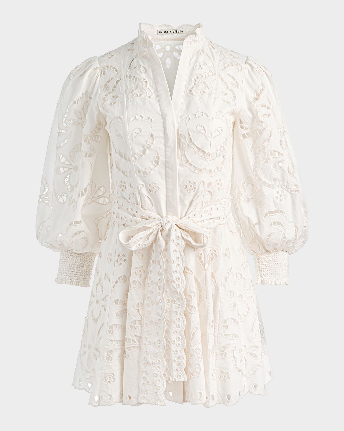 ALICE + OLIVIA Lucy Embroidered Mini Shirtdress | Neiman Marcus
