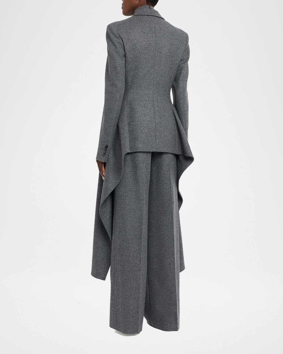 Draped Single-Button Wool Blazer - thumbnail 3