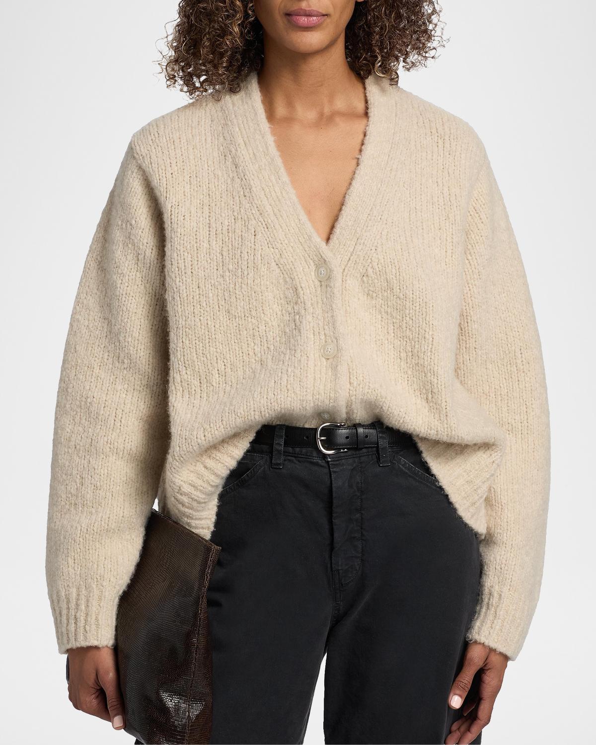 Lorana Wool-Cashmere V-Neck Cardigan - thumbnail 4