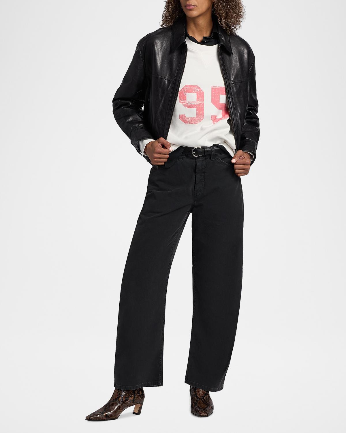 Aime Zipped Leather Bomber Jacket - thumbnail 2