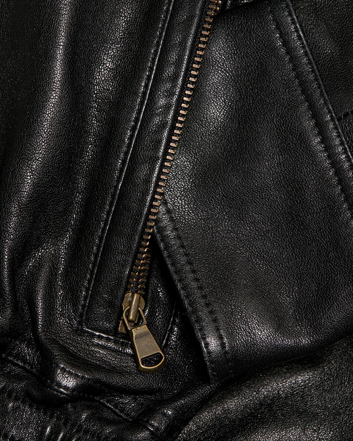 Aime Zipped Leather Bomber Jacket - thumbnail 5