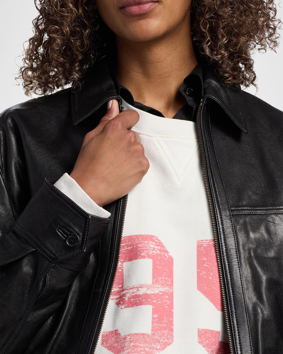 Aime Zipped Leather Bomber Jacket - thumbnail 7