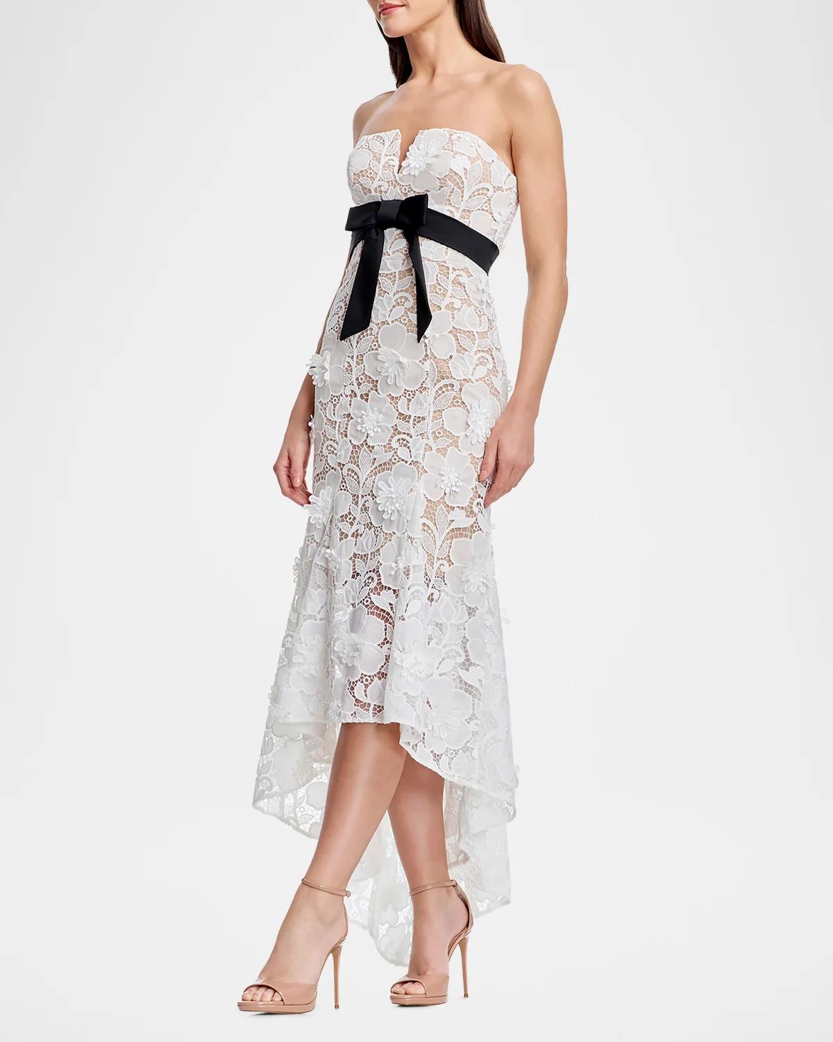 Lucia Strapless High-Low Lace Maxi Dress - thumbnail 2