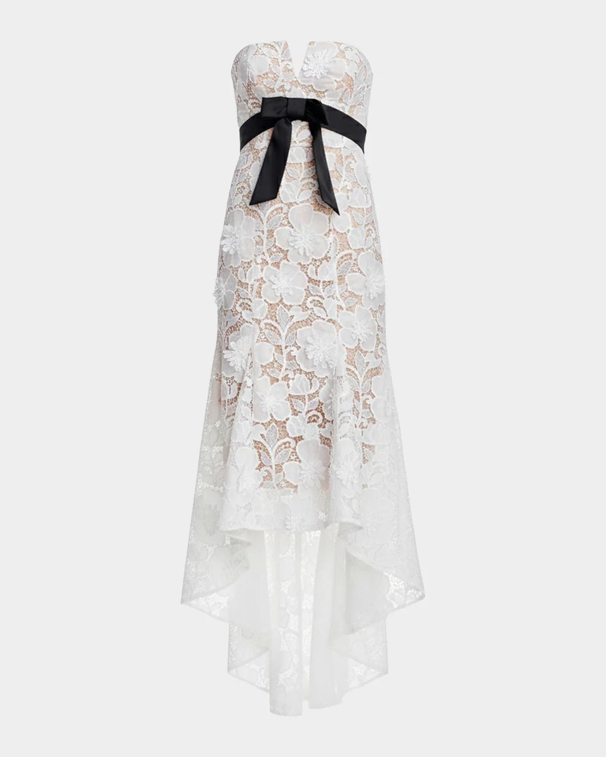 Lucia Strapless High-Low Lace Maxi Dress