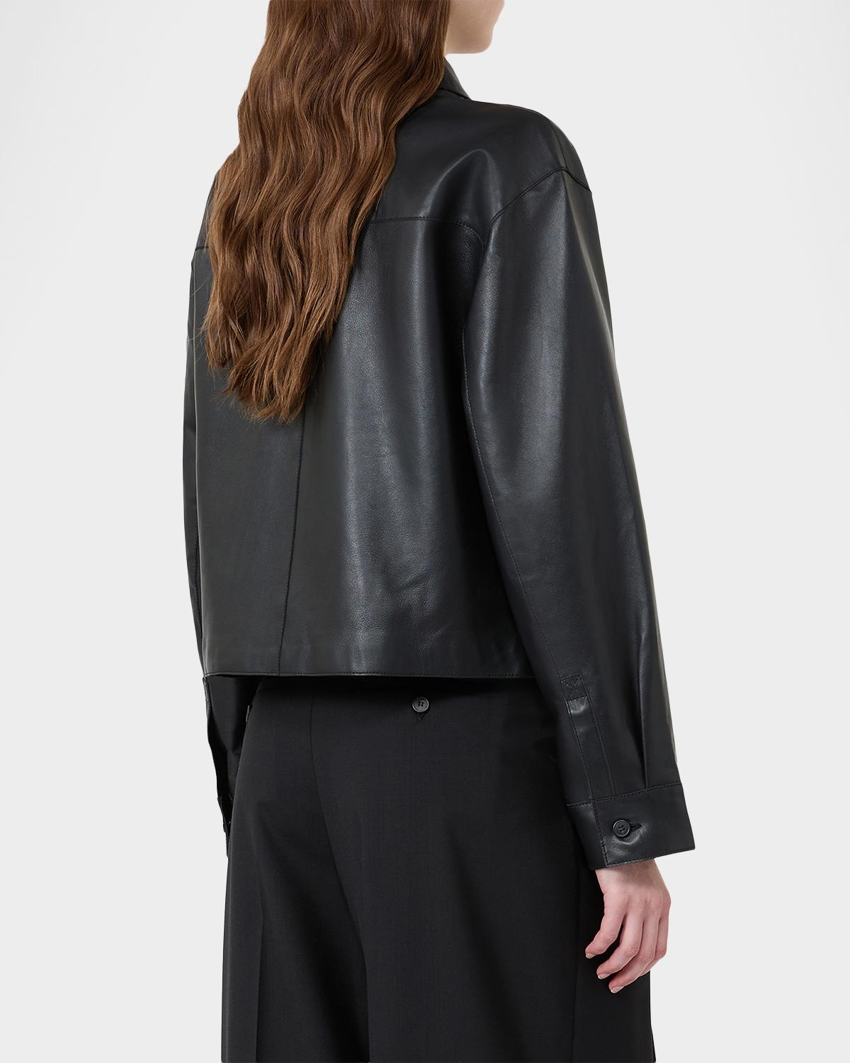 Button-Front Nappa Leather Jacket - thumbnail 2