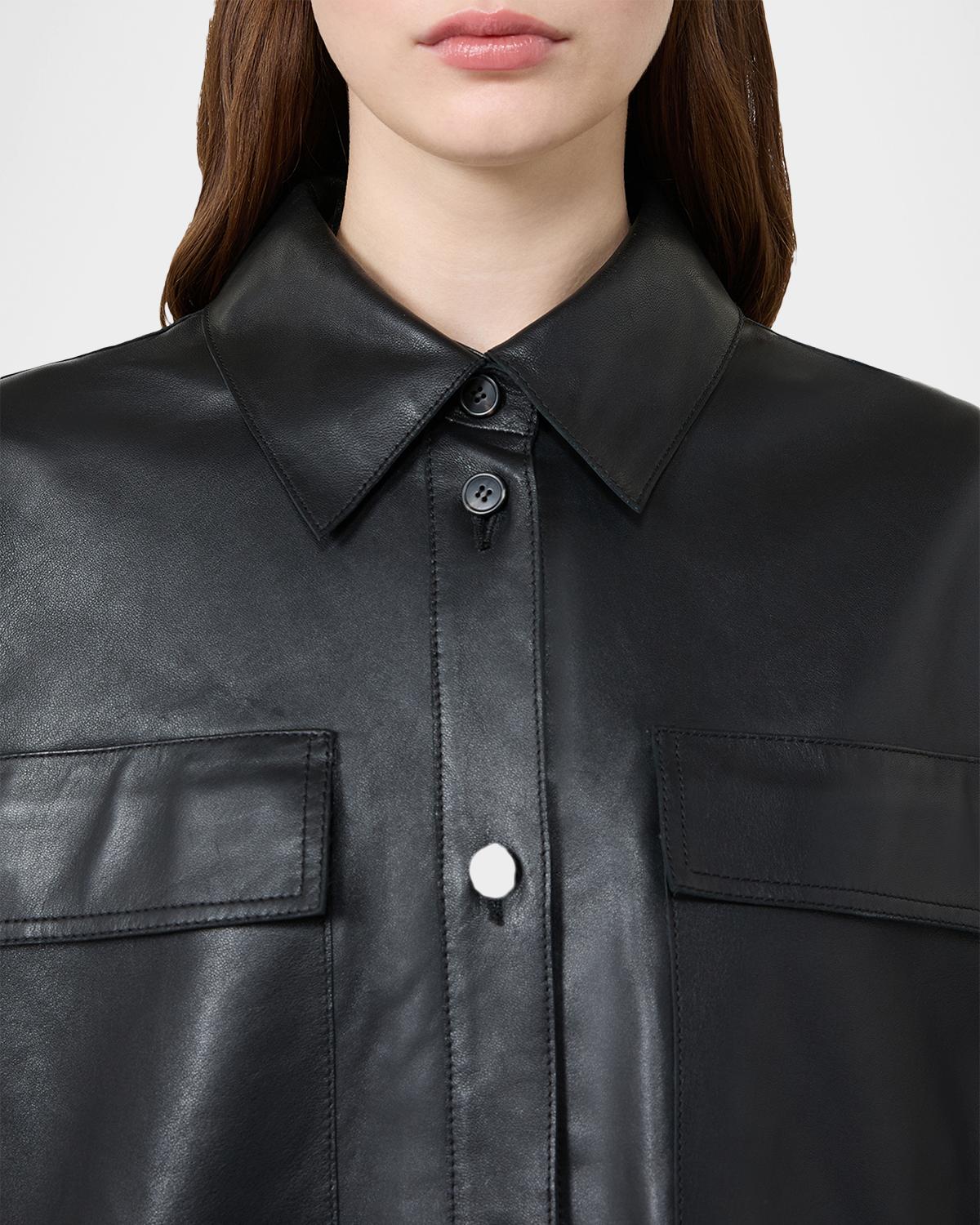 Button-Front Nappa Leather Jacket - thumbnail 5