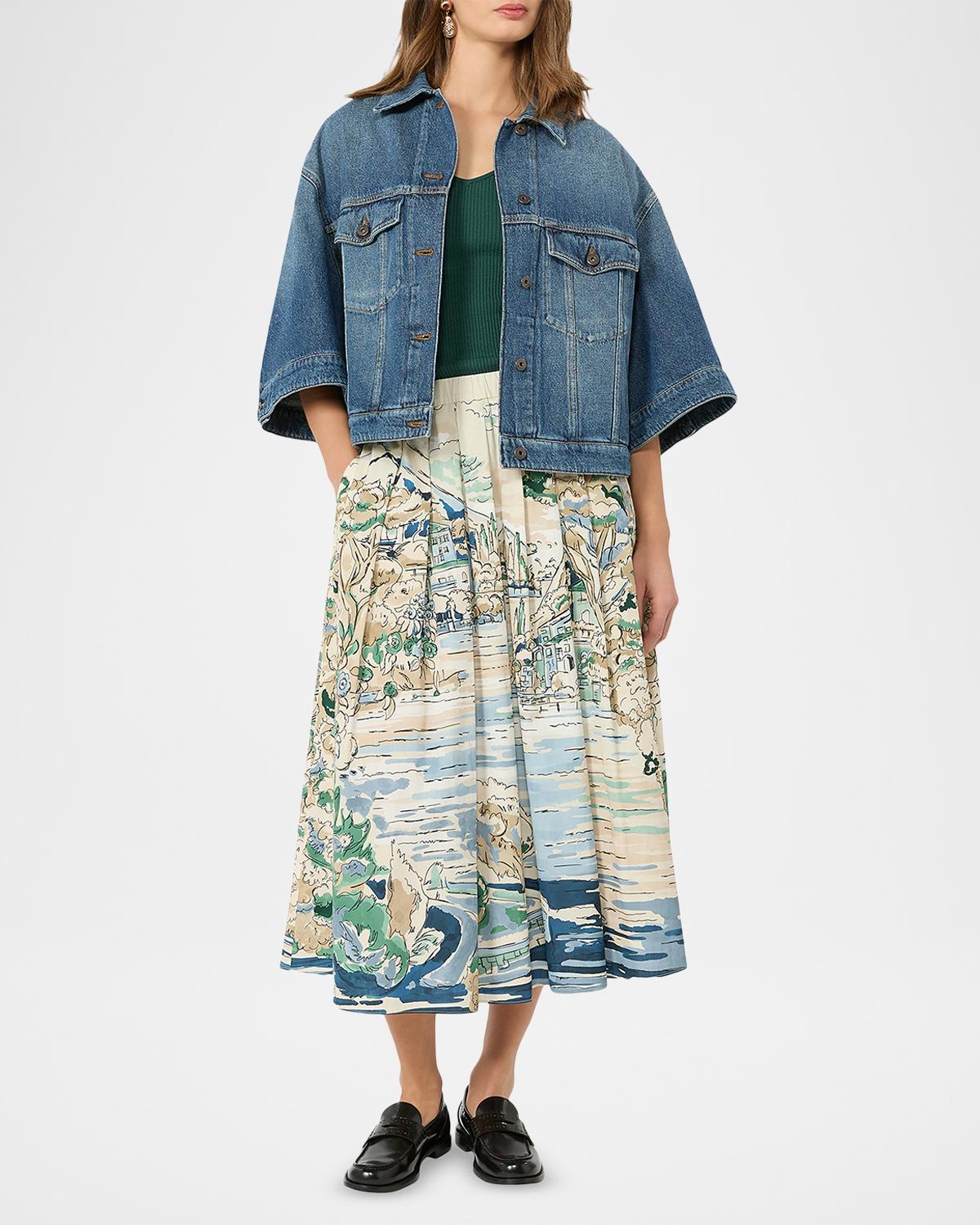 Pleated Cotton Poplin Midi Skirt - thumbnail 2
