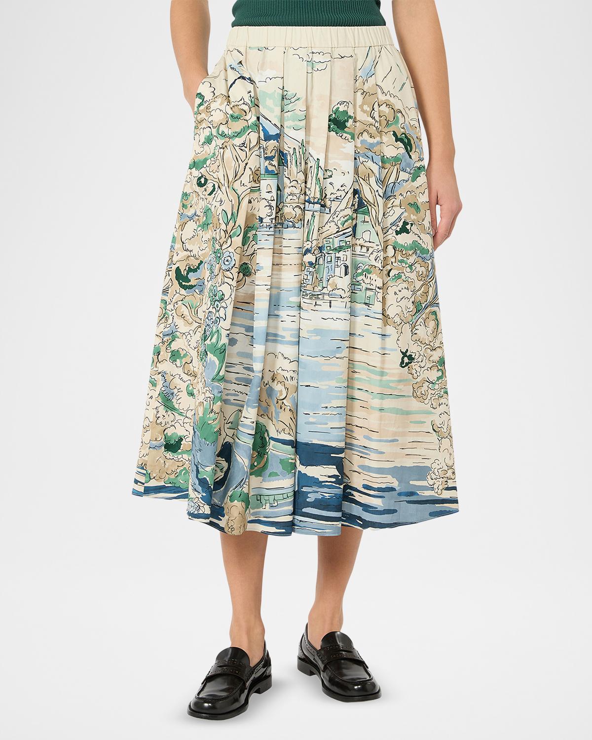 Pleated Cotton Poplin Midi Skirt - thumbnail 3