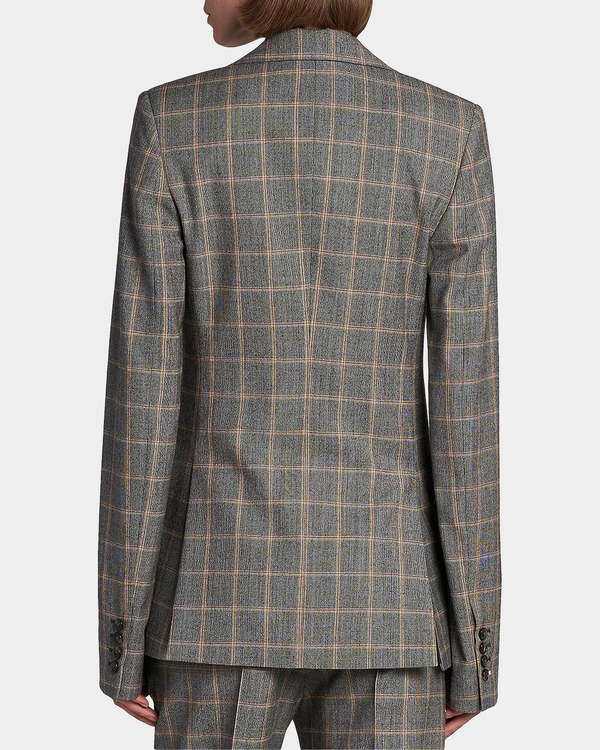 Slim Checked Single-Breasted Blazer Jacket - thumbnail 3