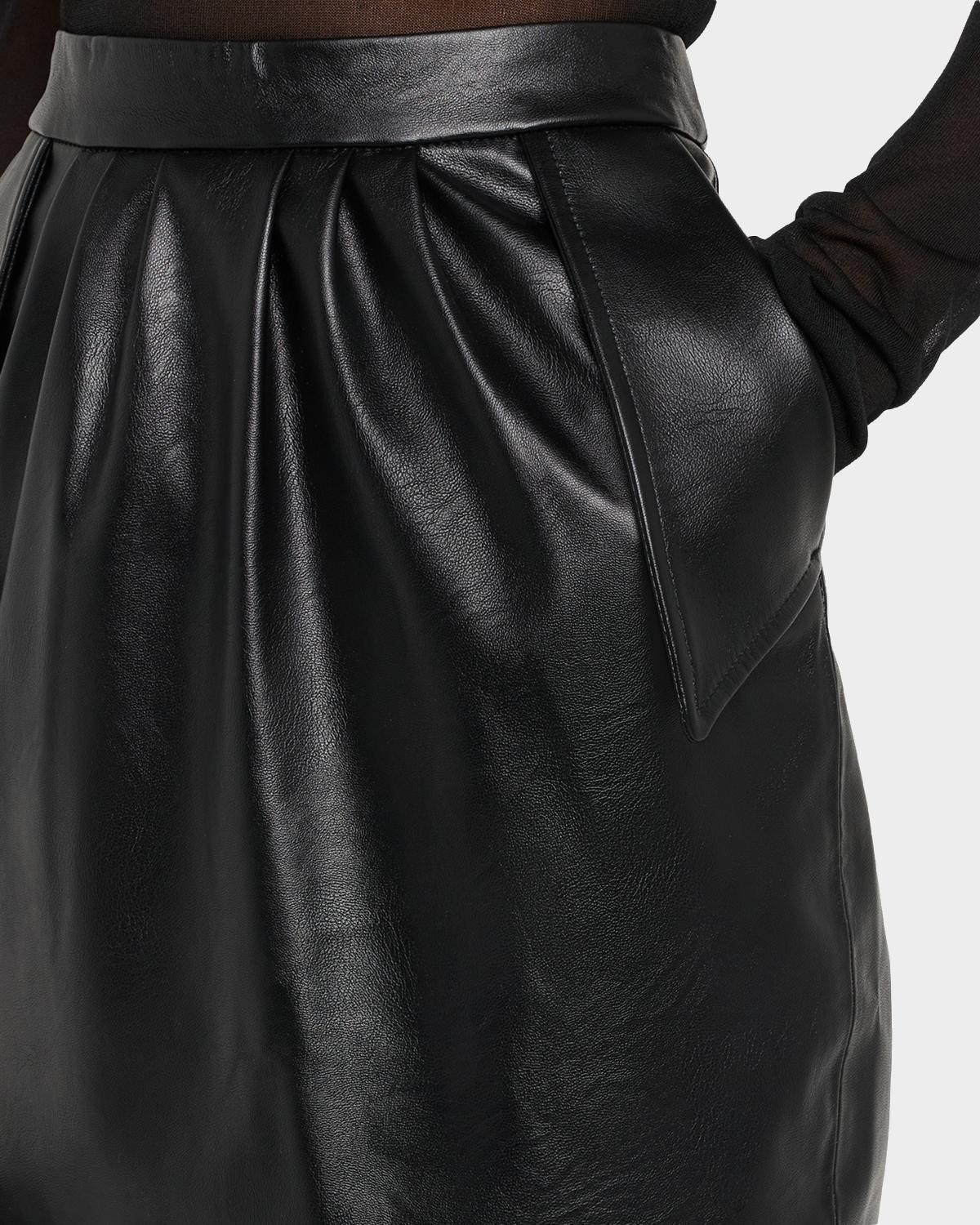 Vegan Leather Gathered Midi Pencil Skirt - thumbnail 5