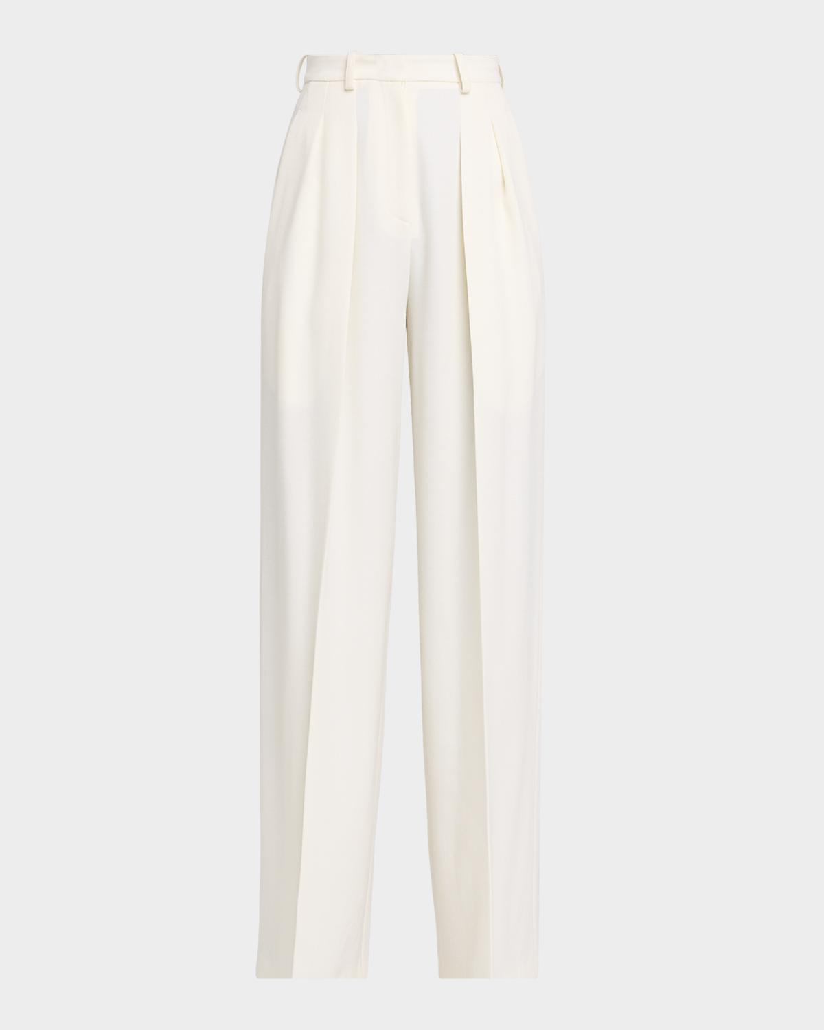 Pleated High-Rise Wool Pants