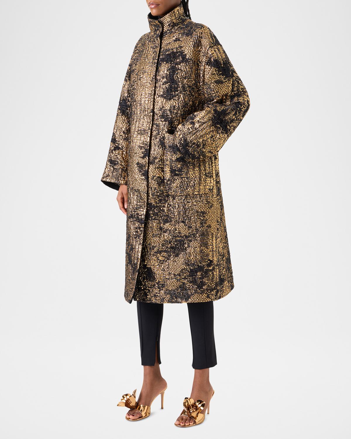 Metallic Jacquard Oversized Coat - thumbnail 4