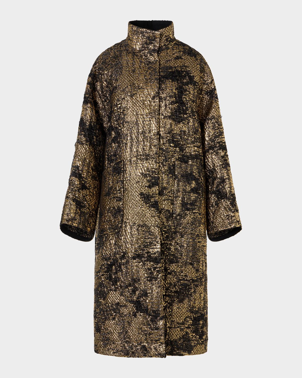 Metallic Jacquard Oversized Coat