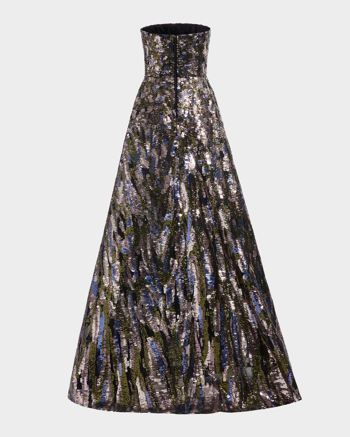 Floral Sequined Strapless A-Line Gown - thumbnail 4