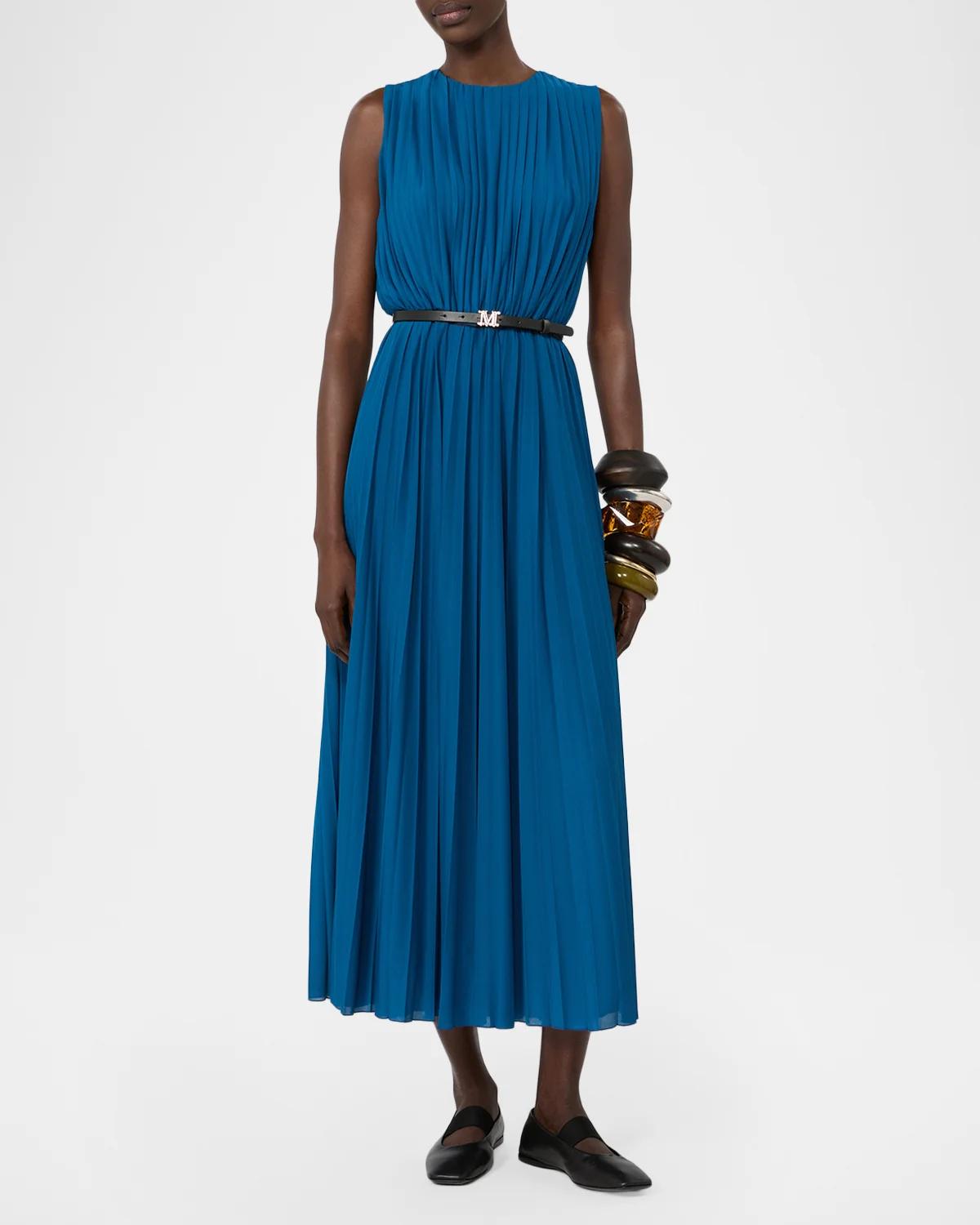 Sleeveless Pleated Jersey Midi Dress - thumbnail 2