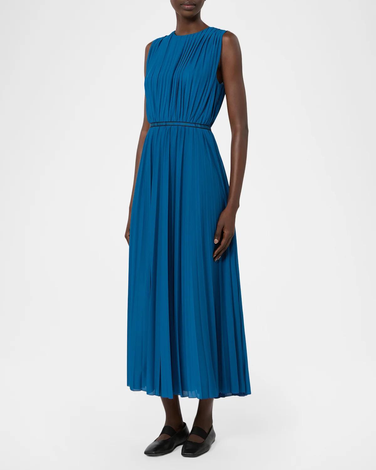 Sleeveless Pleated Jersey Midi Dress - thumbnail 4