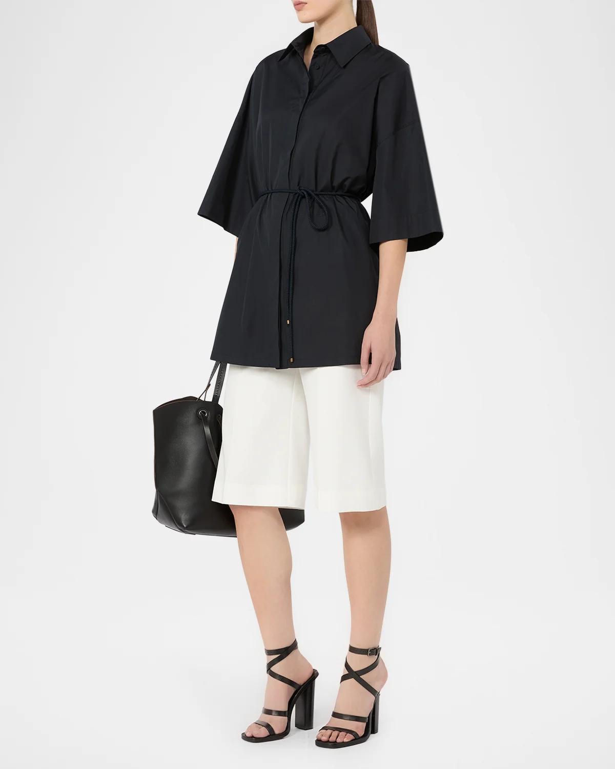 Mancora Belted 3/4-Sleeve Cotton Button-Down Shirt - thumbnail 2