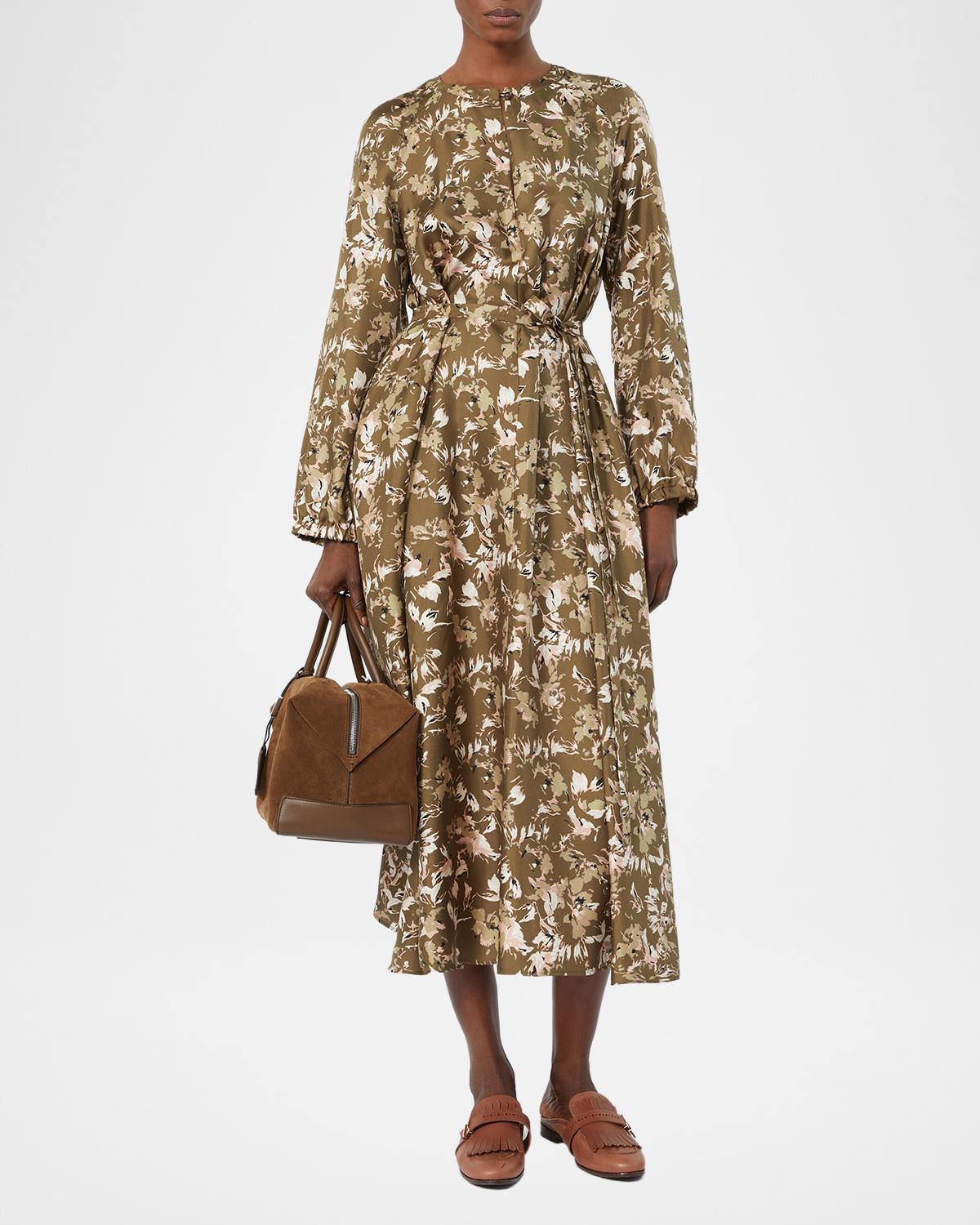 Coccole Floral Silk Belted Midi Dress - thumbnail 2