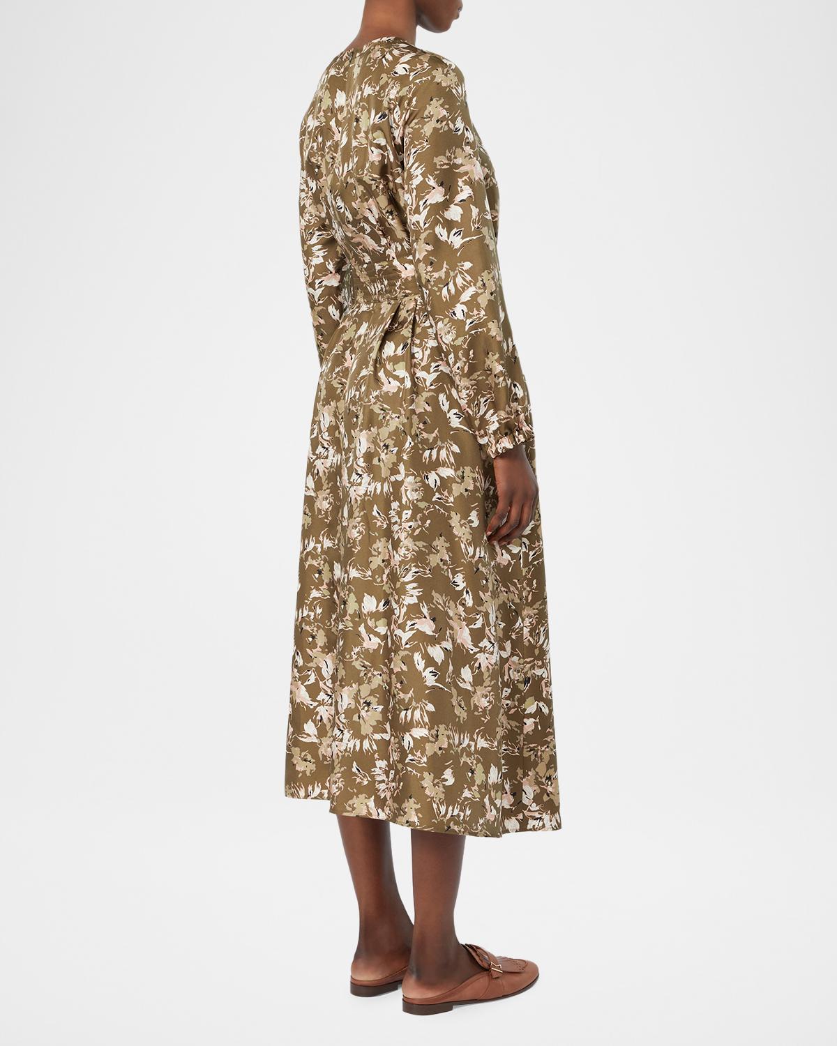 Coccole Floral Silk Belted Midi Dress - thumbnail 3